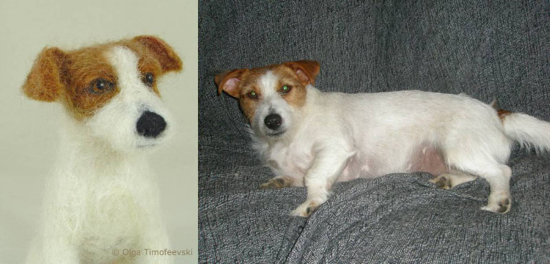 Jack Russell terrier custom needle felted dog,  Olga Timofeevski