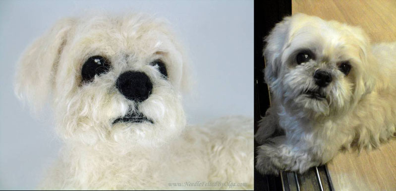 Custom needle felted Chubby the Shih Tzu,  Olga Timofeevski