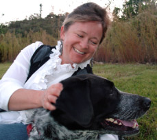 Olga Timofeevski with her dog Laina