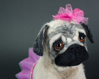 Olivia pug puppy handmade by needle felting