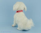 Figurine of Maltese wearing red collar, handmade by needle felting