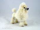 Needle felted poodle, looking front-right