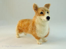 Pembroke Welsh corgi, needle felted.   Olga Timofeevski.