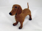 Needle felted dachshund statue, facing front left