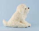 Side view of Nika the Maltese, needle felted figurine