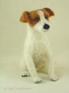 Jack Russell terrier figurine artist needle felted, frontal view