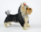 Yorkshire terrier handmade by needle felting, facing right