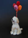 Needle felted Bearded Collie facing front-left