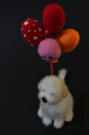 Needle felted figurine of Bearded Collie with balloons