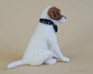 Felted sculpture of Uggie the Jack Russell terrier