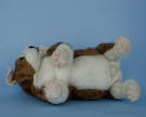 Cute needle felted English bulldog puppy lying on his side