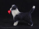Needle felted Border Collie mix dog with a heart
