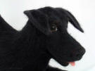 Needle felted black Lab, facing right, close-up