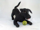 Black Lab with a tennis ball, needlefelted figurine