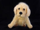 Yellow Lab, needlefelt figurine, front view