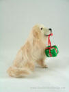 Needle felted Golden Retriever facing right.