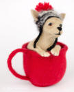 Monette looking out of cup, needle felted art  Olga Timofeevski