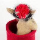 Chihuahua in a red cup handmade of wool