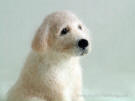 Golden Retriever pup facing right, needle felted statue