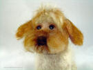 Toby the dog, needle felted, close-up